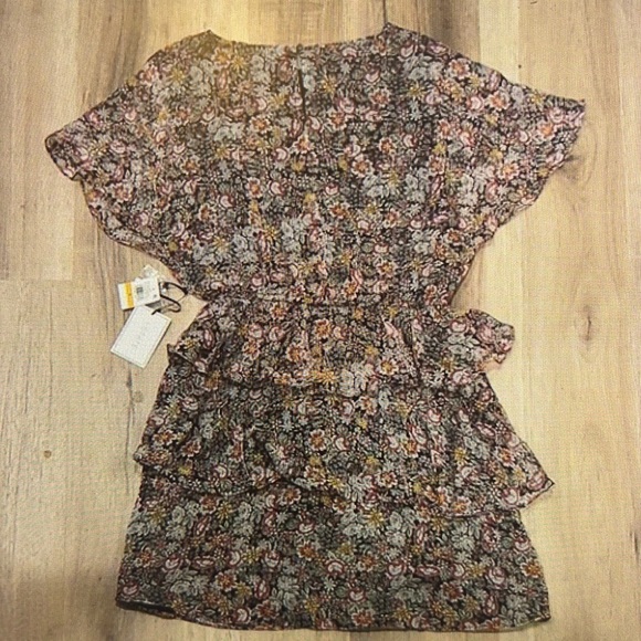 1. State Ruffled Floral Mini Dress - Small/Black, Pink & Yellow - Picture 5 of 5